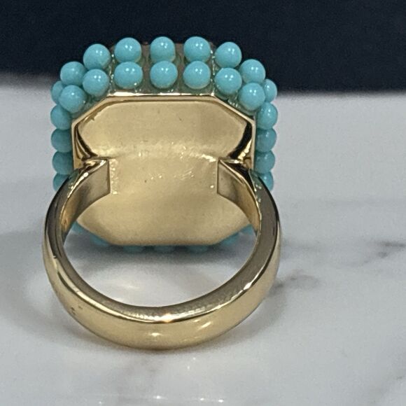 Kurt Geiger Eagle Head Cocktail Ring Crystal Statement Gold Tone Size 8 NEW - Picture 13 of 16